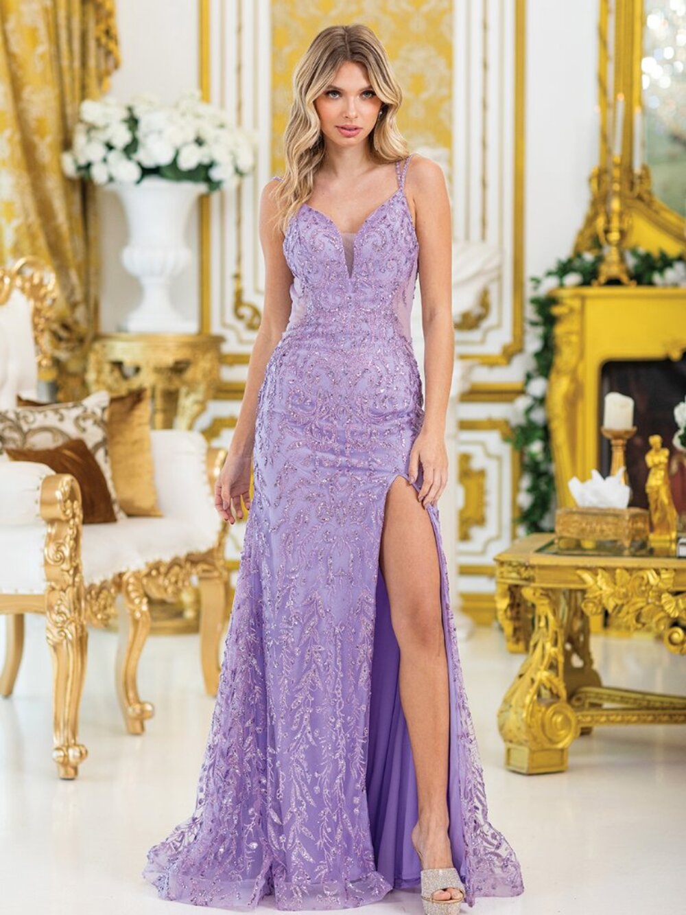 NEW LILAC Prom Gown Floor Length Formal Elegant Stunning 4465